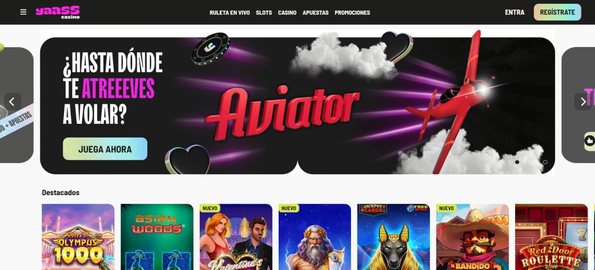 Yaass casino online España – pantalla principal